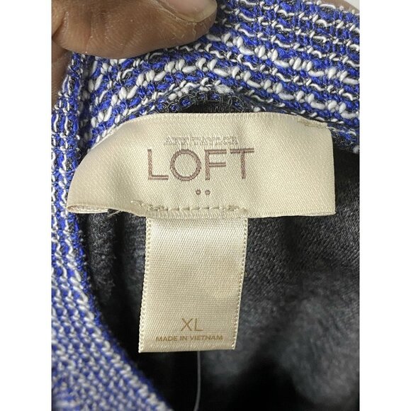 Ann Taylor LOFT Womens A Line Dress Blue Space Dye Scoop Neck Long Sleeve XL New - Picture 3 of 6